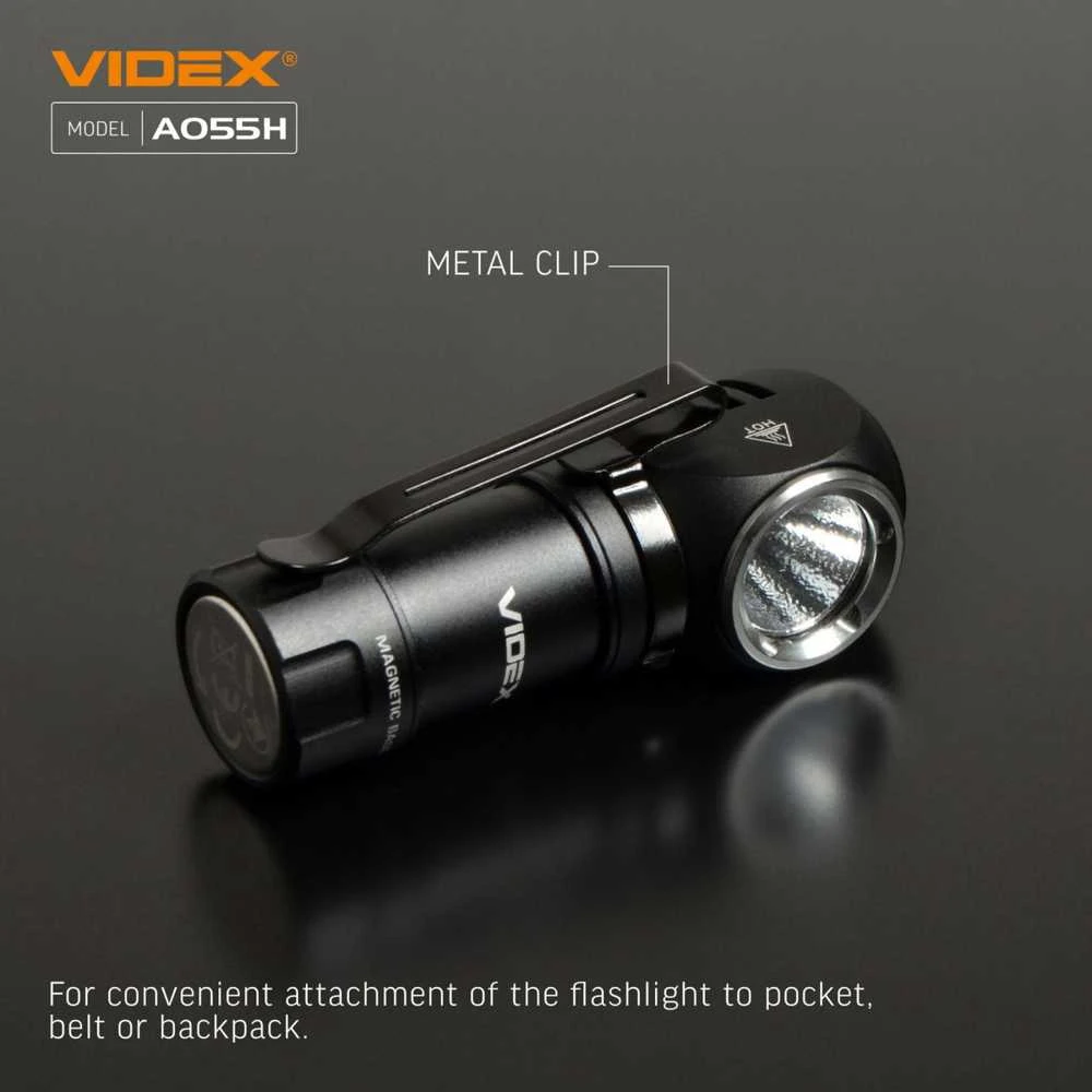 Įkraunamas kampinis LED žibintuvėlis Luminus SST20 10W, 600Lm 5700K, Li-ion 16340 800mAh (keičiamas į CR123A), VIDEX VLF-A055H – Šoninė šviesa, magnetinis pagrindas