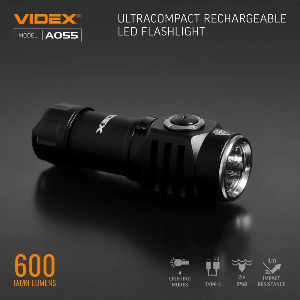 Įkraunamas kišeninis LED žibintuvėlis Luminus SST20 10W, 600Lm 5700K, Li-ion 16340 800mAh (keičiamas į CR123A), VIDEX VLF-A055 – Kompaktiškas dydis ir plieno klipsas