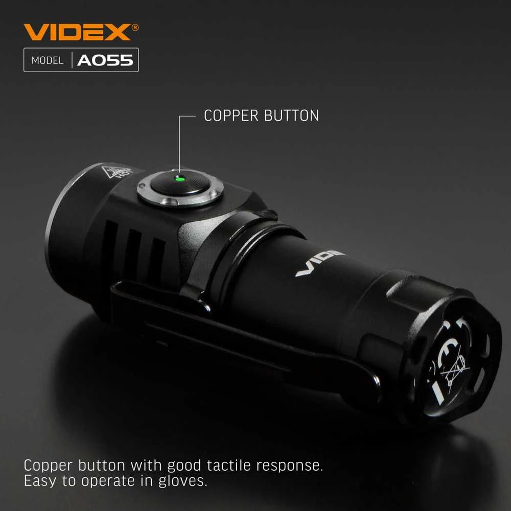 Įkraunamas kišeninis LED žibintuvėlis Luminus SST20 10W, 600Lm 5700K, Li-ion 16340 800mAh (keičiamas į CR123A), VIDEX VLF-A055 – Kompaktiškas dydis ir plieno klipsas