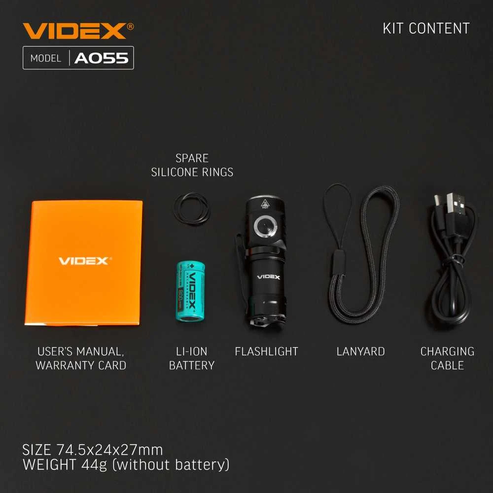 Įkraunamas kišeninis LED žibintuvėlis Luminus SST20 10W, 600Lm 5700K, Li-ion 16340 800mAh (keičiamas į CR123A), VIDEX VLF-A055 – Kompaktiškas dydis ir plieno klipsas