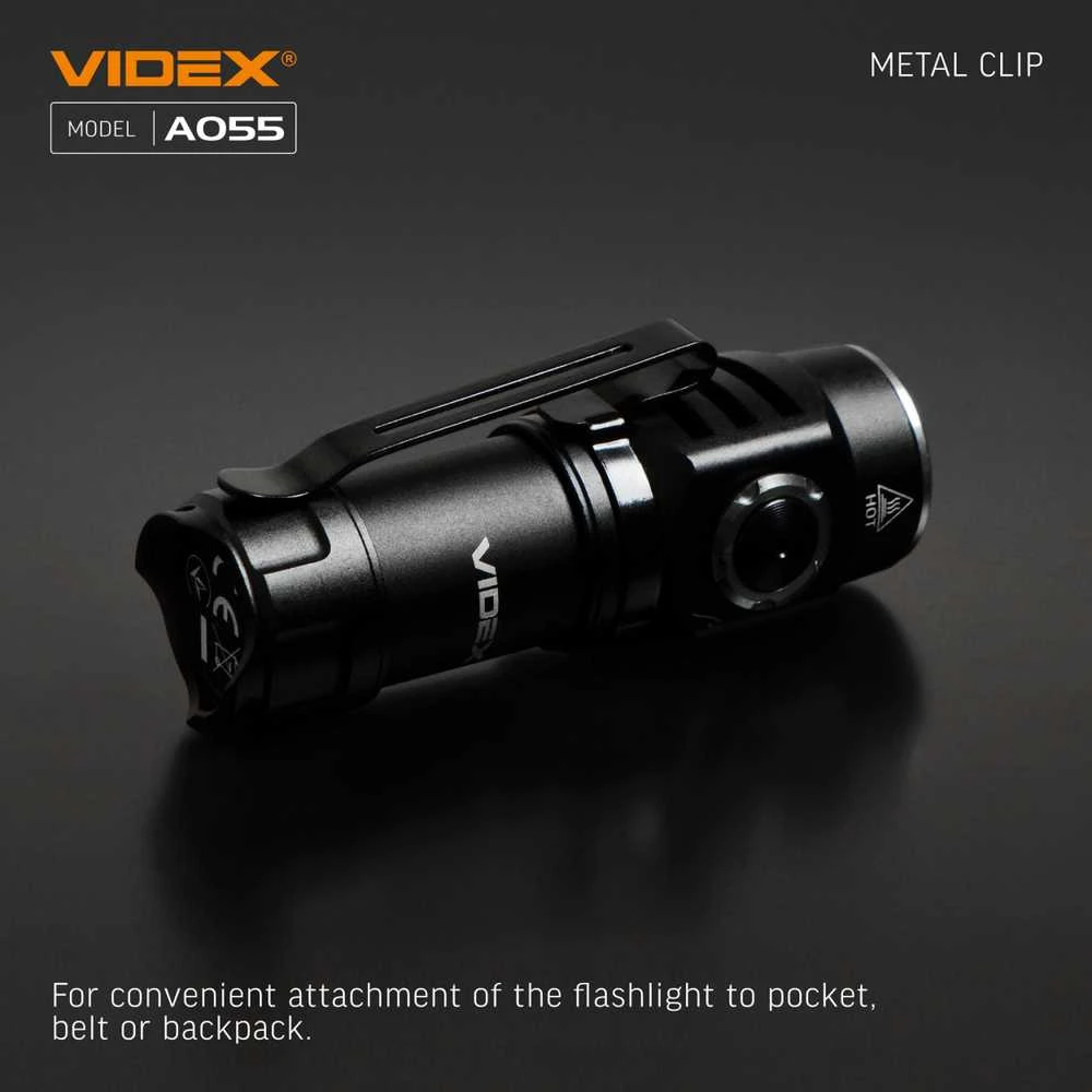 Įkraunamas kišeninis LED žibintuvėlis Luminus SST20 10W, 600Lm 5700K, Li-ion 16340 800mAh (keičiamas į CR123A), VIDEX VLF-A055 – Kompaktiškas dydis ir plieno klipsas