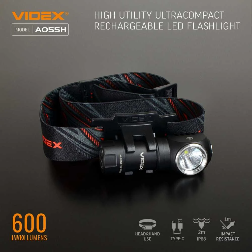 Įkraunamas kampinis LED žibintuvėlis Luminus SST20 10W, 600Lm 5700K, Li-ion 16340 800mAh (keičiamas į CR123A), VIDEX VLF-A055H – Šoninė šviesa, magnetinis pagrindas