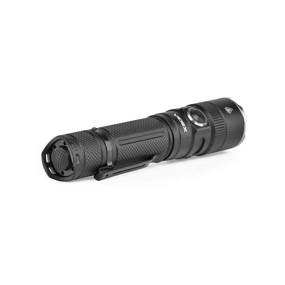 Įkraunamas kišeninis LED žibintuvėlis Luminus SST40 20W, 1500Lm 5000K, Li-ion 21700 4000mAh, VIDEX VLF-A231Z – Optinis priartinimas ir taktinis galinis mygtukas