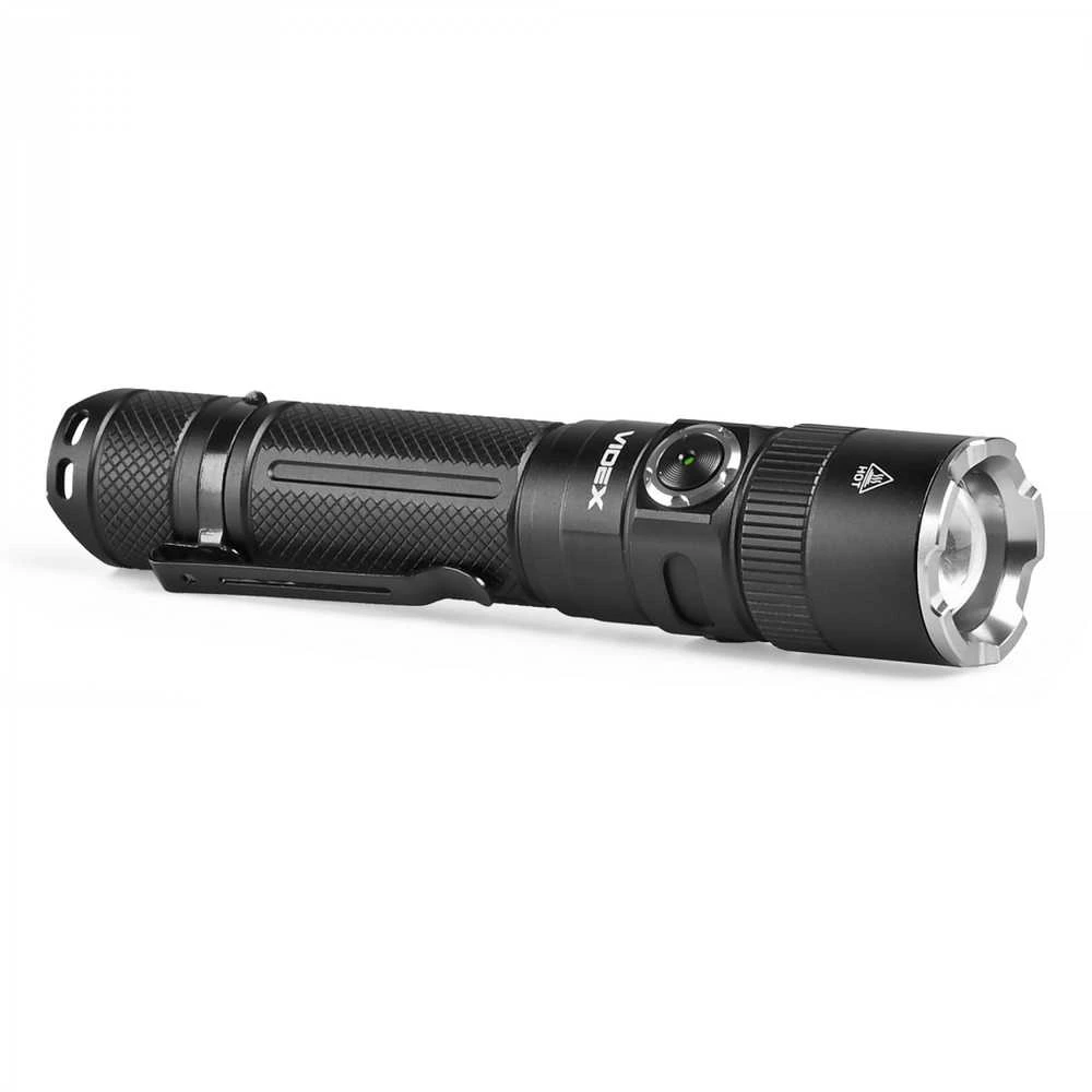 Įkraunamas kišeninis LED žibintuvėlis Luminus SST40 20W, 1500Lm 5000K, Li-ion 21700 4000mAh, VIDEX VLF-A231Z – Optinis priartinimas ir taktinis galinis mygtukas