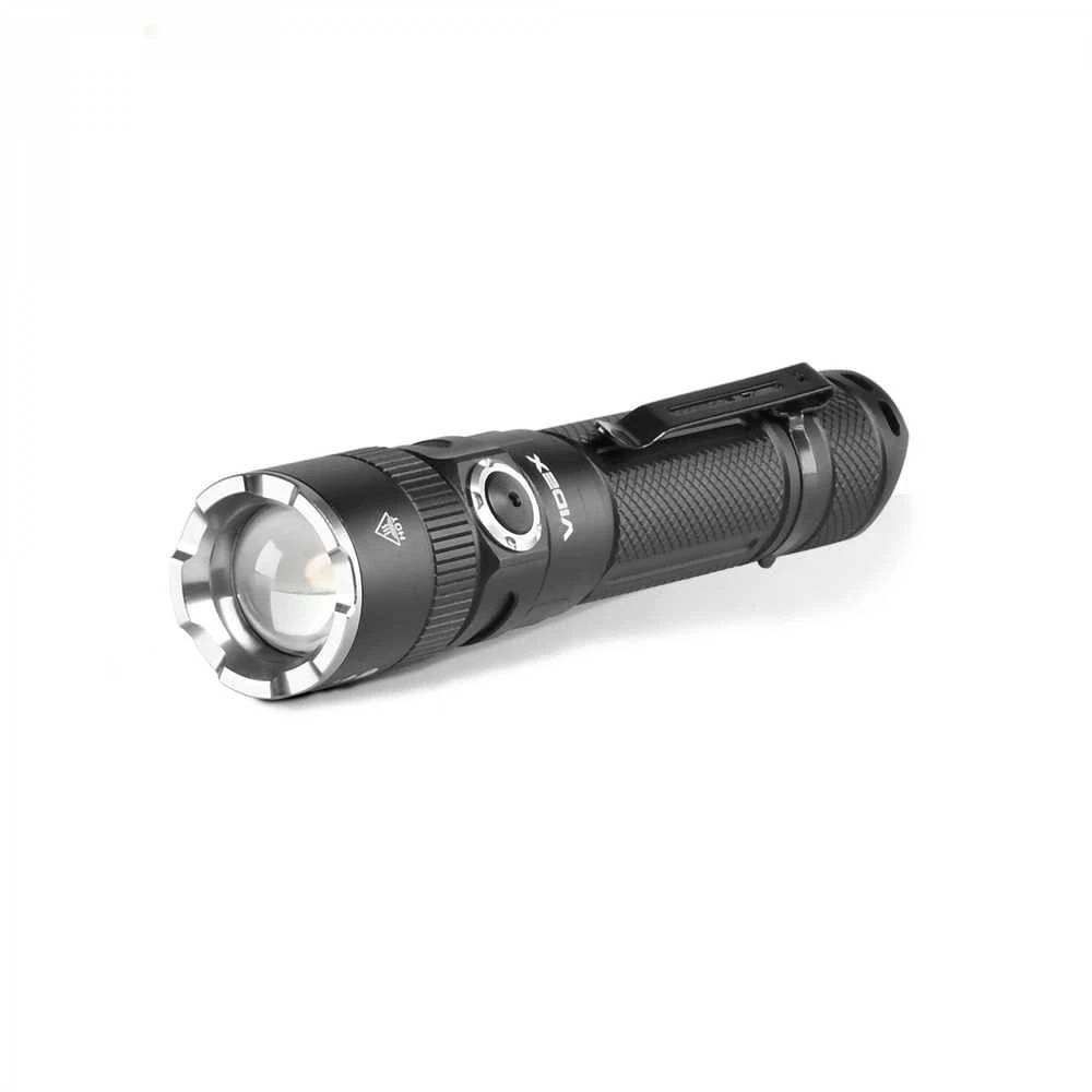 Įkraunamas kišeninis LED žibintuvėlis Luminus SST40 20W, 1500Lm 5000K, Li-ion 21700 4000mAh, VIDEX VLF-A231Z – Optinis priartinimas ir taktinis galinis mygtukas
