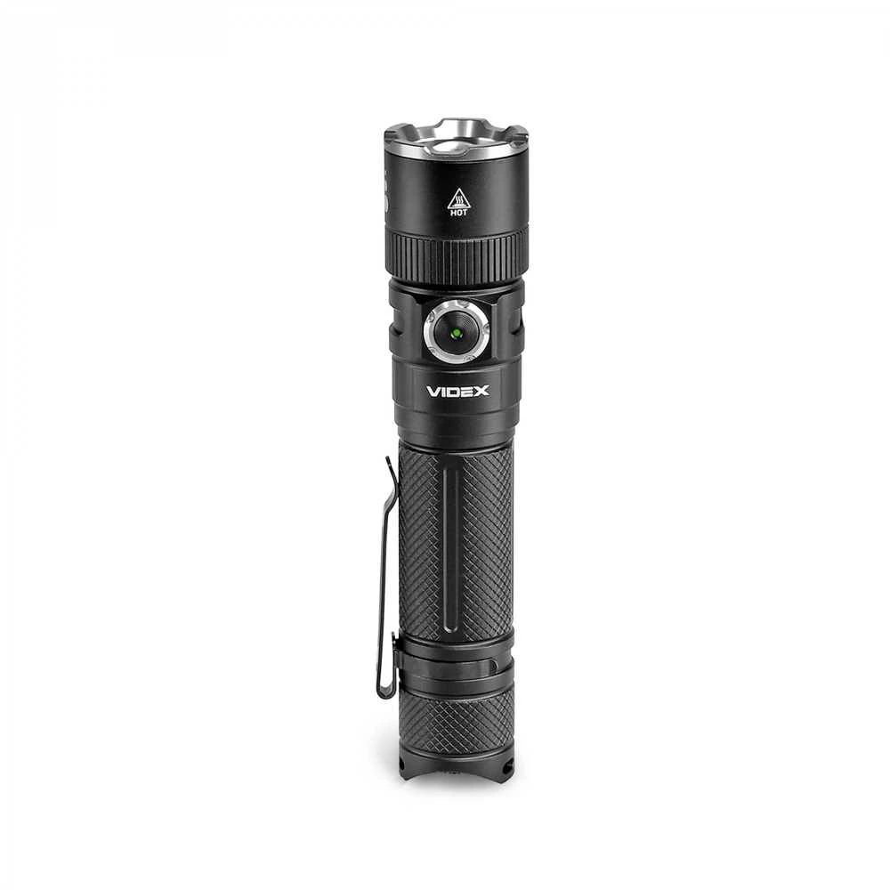 Įkraunamas kišeninis LED žibintuvėlis Luminus SST40 20W, 1500Lm 5000K, Li-ion 21700 4000mAh, VIDEX VLF-A231Z – Optinis priartinimas ir taktinis galinis mygtukas
