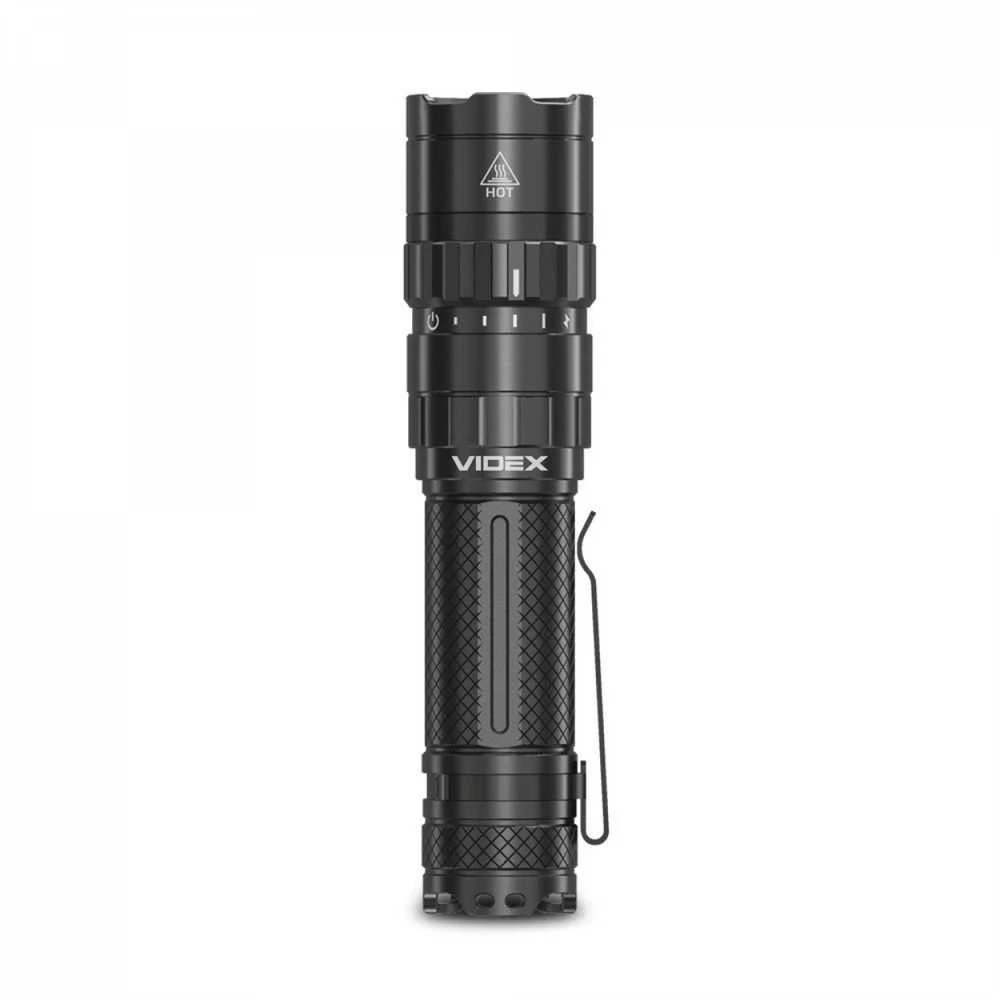 Įkraunamas kišeninis LED žibintuvėlis Luminus SST40 20W, 1700Lm 6500K, Li-ion 21700 4000mAh (keičiamas į 18650), VIDEX VLF-A156R – Mechaninis sukamasis jungiklis