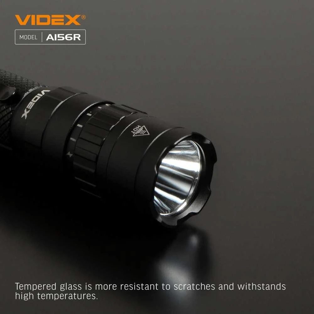 Įkraunamas kišeninis LED žibintuvėlis Luminus SST40 20W, 1700Lm 6500K, Li-ion 21700 4000mAh (keičiamas į 18650), VIDEX VLF-A156R – Mechaninis sukamasis jungiklis