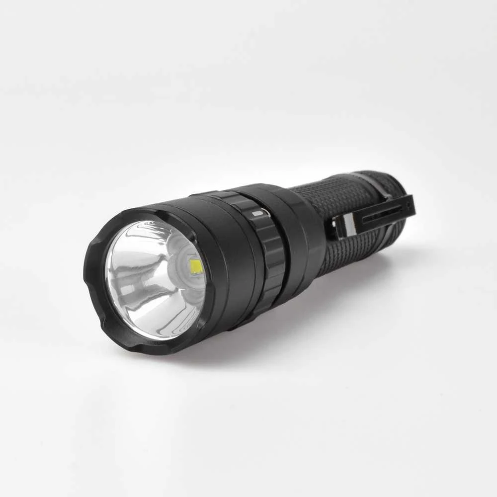 Įkraunamas kišeninis LED žibintuvėlis Luminus SST40 20W, 1700Lm 6500K, Li-ion 21700 4000mAh (keičiamas į 18650), VIDEX VLF-A156R – Mechaninis sukamasis jungiklis