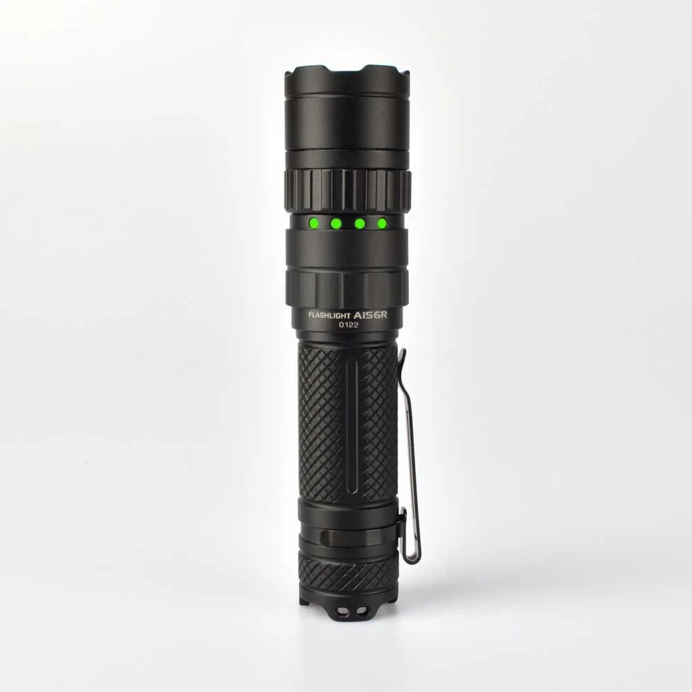 Įkraunamas kišeninis LED žibintuvėlis Luminus SST40 20W, 1700Lm 6500K, Li-ion 21700 4000mAh (keičiamas į 18650), VIDEX VLF-A156R – Mechaninis sukamasis jungiklis