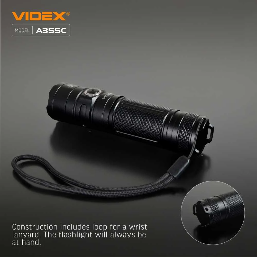 Įkraunamas kišeninis LED žibintuvėlis CREE XHP50.2 20W, 4000Lm 5000K, Li-ion 26650 5000mAh, VIDEX VLF-A355C – Komplekte galingas 5000mAh akumuliatorius