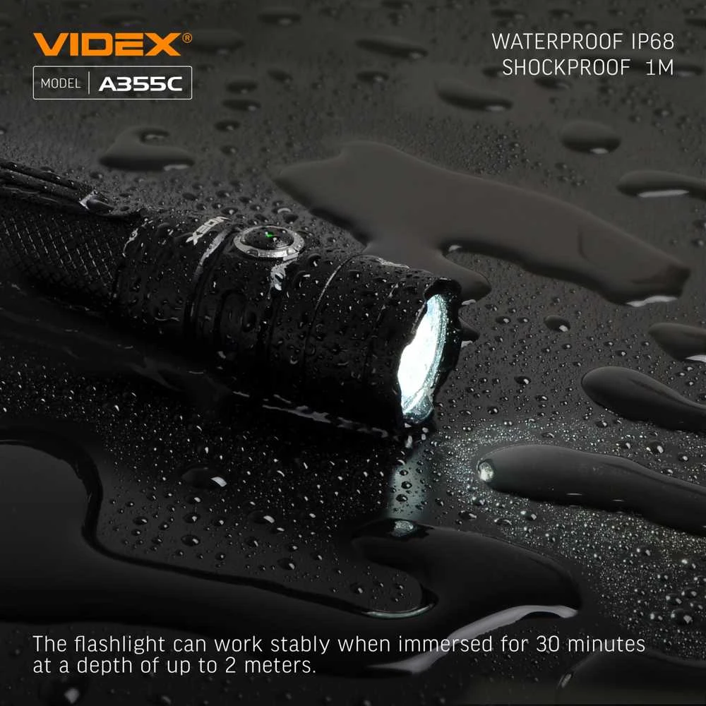 Įkraunamas kišeninis LED žibintuvėlis CREE XHP50.2 20W, 4000Lm 5000K, Li-ion 26650 5000mAh, VIDEX VLF-A355C – Komplekte galingas 5000mAh akumuliatorius
