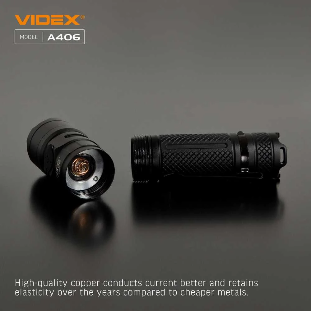 Įkraunamas kišeninis LED žibintuvėlis CREE XHP50.2 20W, 4000Lm 6500K, Li-ion 21700 4000mAh, VIDEX VLF-A406 – Kompaktiškas dydis ir kompromisų neturinti galia