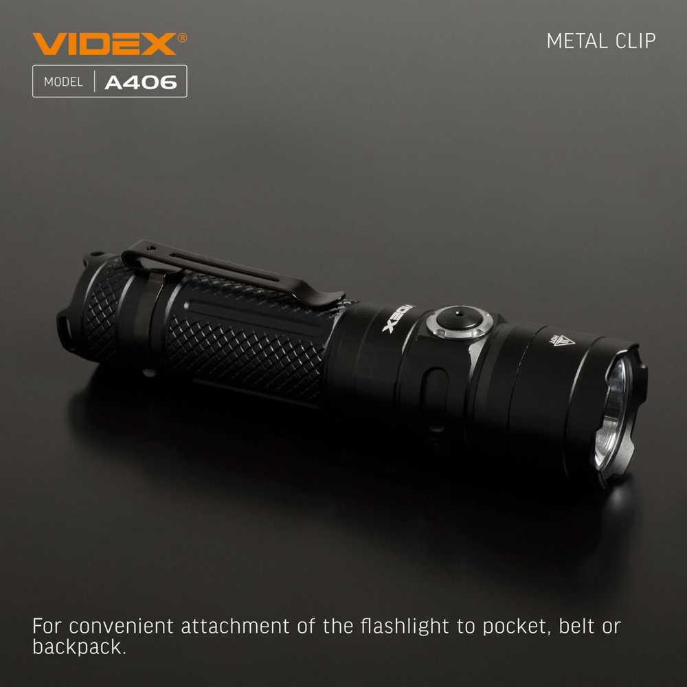 Įkraunamas kišeninis LED žibintuvėlis CREE XHP50.2 20W, 4000Lm 6500K, Li-ion 21700 4000mAh, VIDEX VLF-A406 – Kompaktiškas dydis ir kompromisų neturinti galia