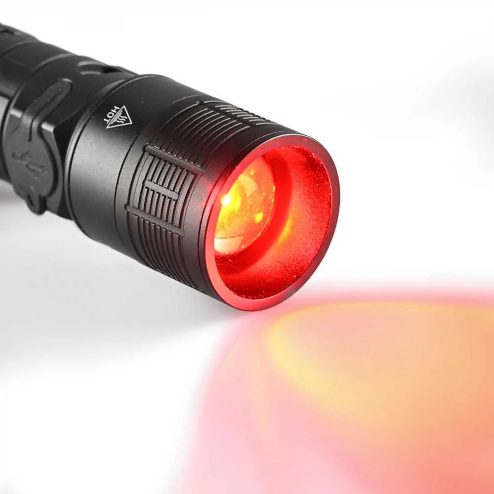 Taktinis LED žibintuvėlis Luminus SST40 10W, Balta/Raudona šviesa, Priartinimas, 1000Lm 5000K, Li-ion 18650 2200mAh, VIDEX VLF-AT366 – Ginklo laikiklis