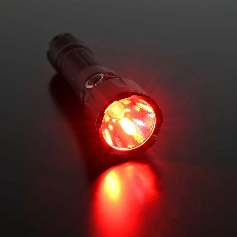 Įkraunamas kišeninis LED žibintuvėlis CREE XHP50.2 20W, Raudona šviesa, 3600Lm 5000K, Li-ion 21700 4000mAh, VIDEX VLF-A376 – Taktinis mygtukas ir raudona šviesa