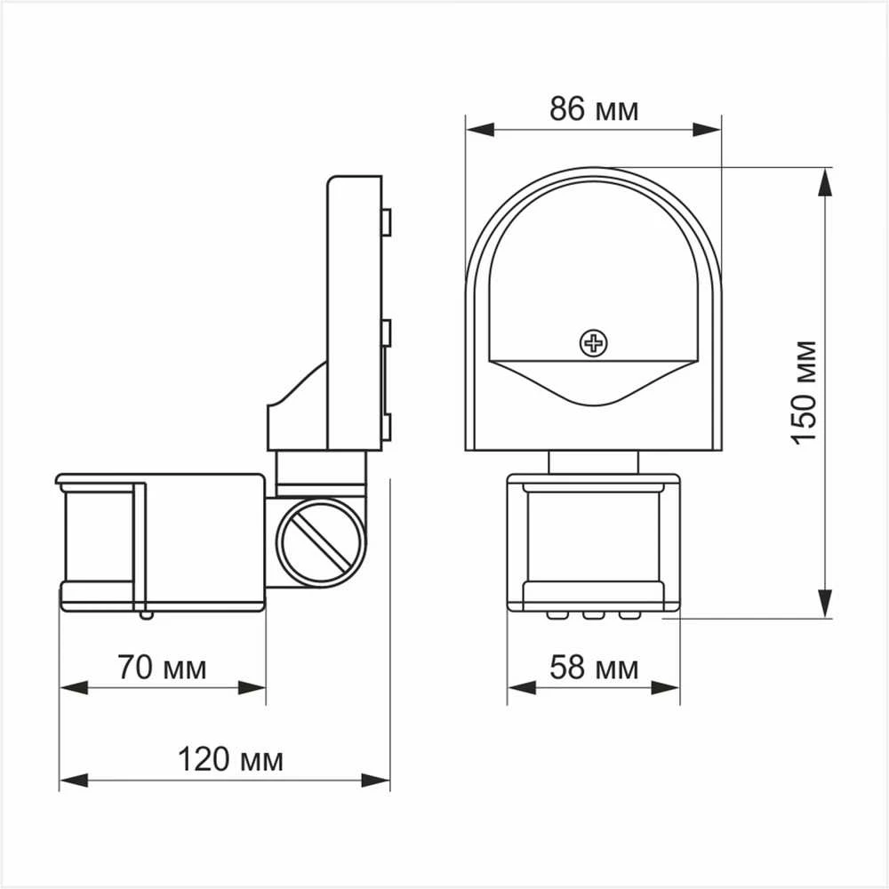 Judesio ir šviesos sensorius PIR 2-12m 10sec-7min 10-2000lx 180° IP44, VIDEX VL-SPW02B | juodas – Judesio aptikimas iki 2-12m atstumu ir platus 180° veikimo kampas