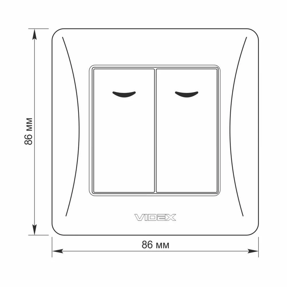Potinkinis jungiklis 2 klavišų su LED foniniu apšvietimu, Videx Binera, juodas grafitas, IP20 VF-BNSW2L-BG – LED foninis apšvietimas greitam jungiklio suradimui tamsiu paros metu