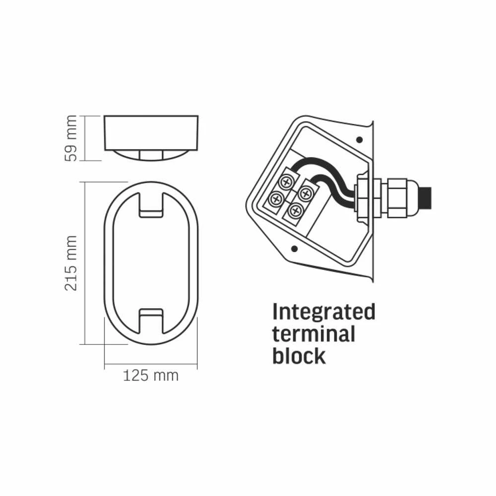 Lauko šviestuvas LED 15W 1200Lm 5000K IP65, VIDEX VLE-BH12O-155 | DANA IP65 (neutraliai balta šviesa), pilka – Smūgiams atsparus korpusas