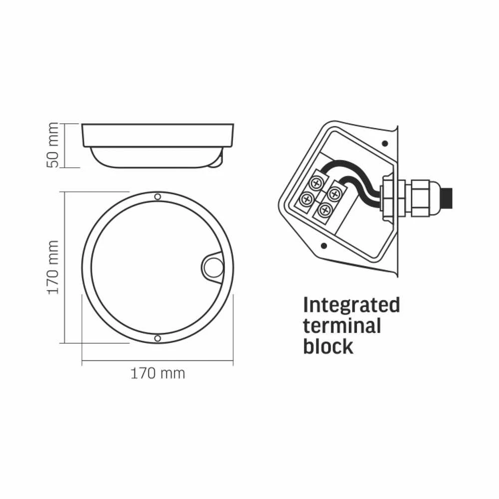 Lauko šviestuvas su sensoriumi LED 11W 880Lm 5000K IP54, VIDEX VLE-BHR-115W-SP | KIRA IP54 (neutraliai balta šviesa), balta – Integruotas judesio daviklis