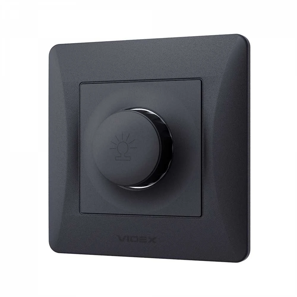 Potinkinis šviesos reguliatorius 600W, Videx Binera, juodas grafitas, IP20 VF-BNDM600-BG – tolygus šviesos ryškumo reguliavimas apkrovoms iki 600W galios