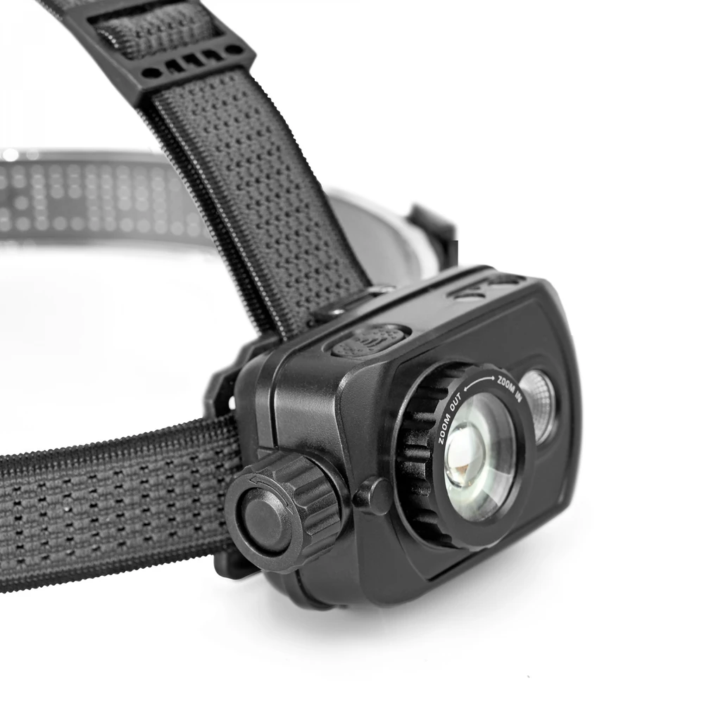 LED galvos žibintas su jutikliu įkraunamas 10W 1000Lm 5000K 2000mAh IP65 VIDEX VLF-H047Z | Raudona šviesa – Reguliuojamas šoninis jungiklis ir tikslus spindulio fokusavimas