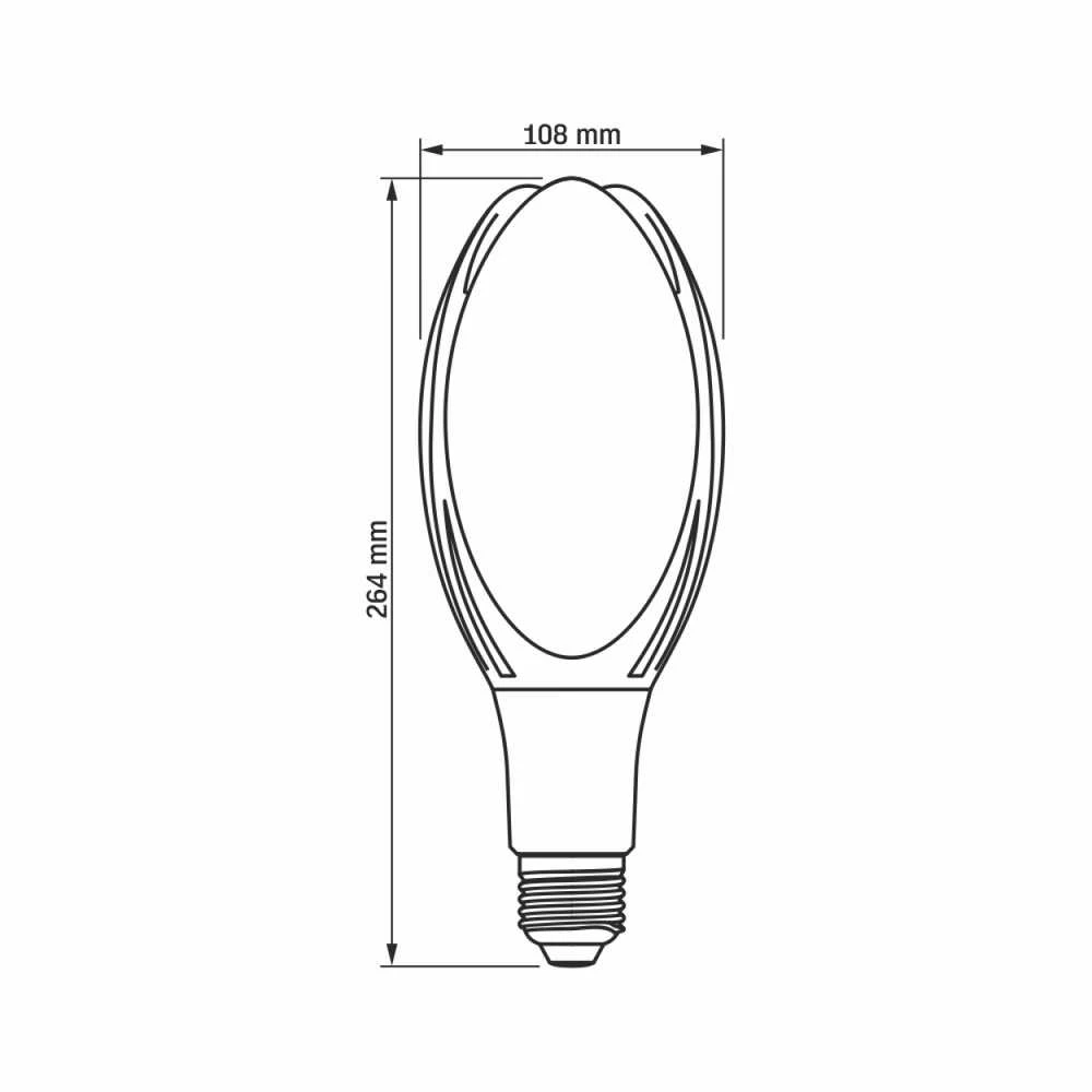 Didelės galios pramoninė LED lemputė E27 50W 5400Lm 4000K kampas<330*, VIDEX VLE-A108-50274 | A108 – Masyvus aušinimas angarams ir gamykloms