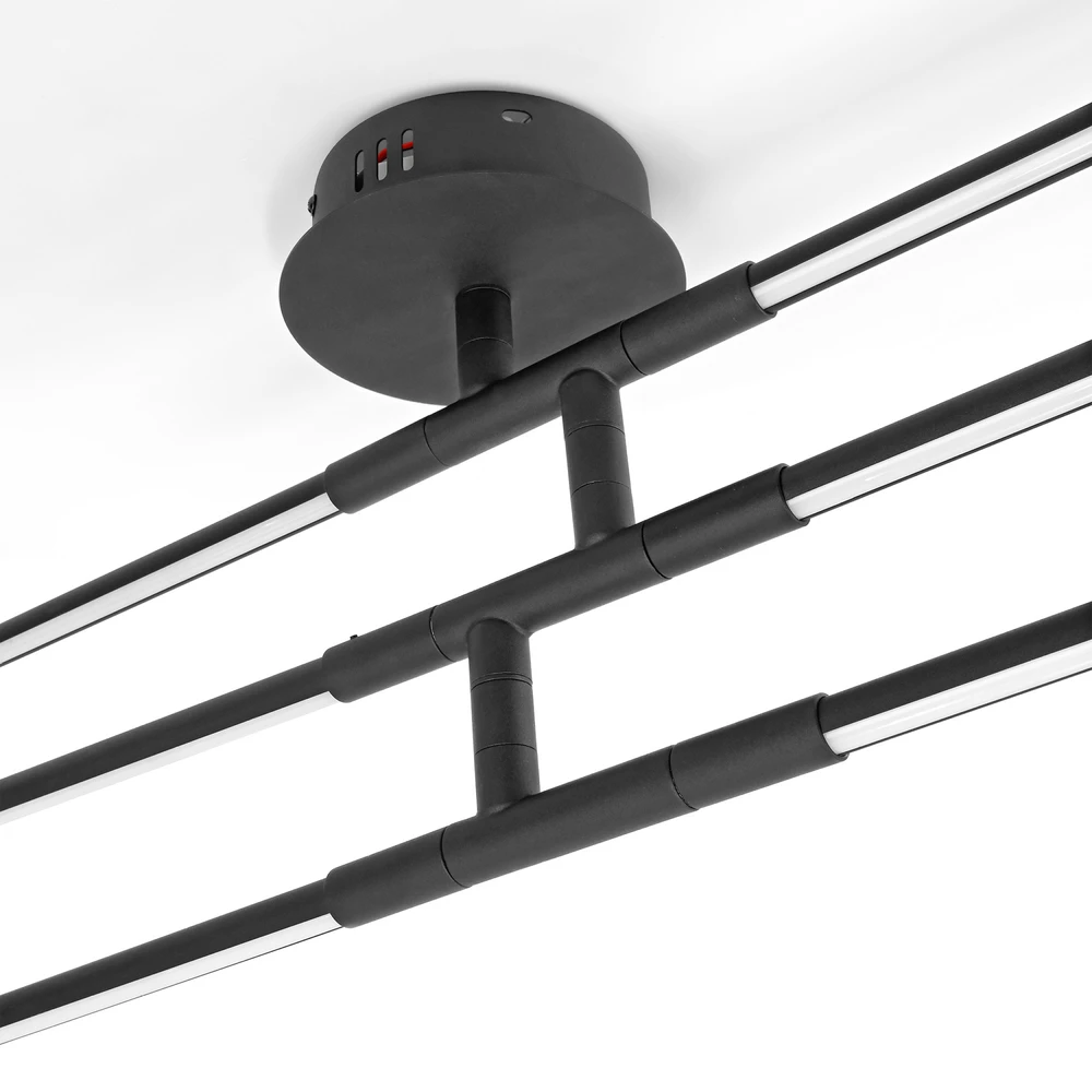 LED lubinė lempa 40W 4100Lm 3000/4000/6000K IP20 VIDEX VL-CLD013-42CB | juoda – Trijų lygių dizainas su 270° pasukamais elementais lanksčiai interjero geometrijai