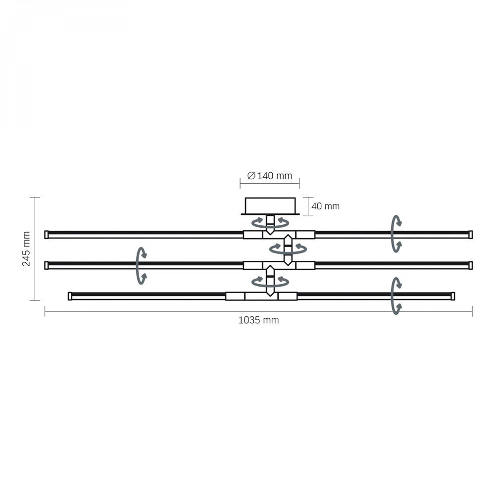 LED lubinė lempa 40W 4100Lm 3000/4000/6000K IP20 VIDEX VL-CLD013-42CW | balta – Trijų lygių dizainas su 270° pasukamais elementais lanksčiai interjero geometrijai