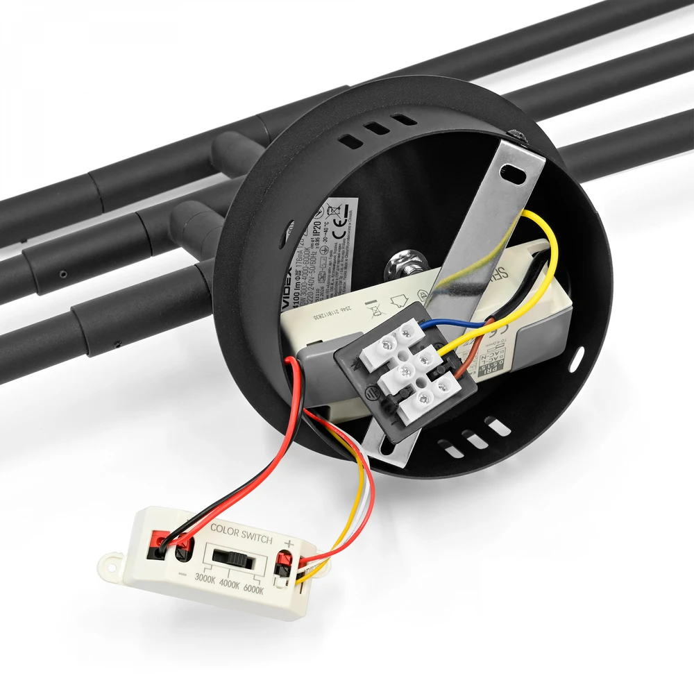 LED lubinė lempa 40W 4100Lm 3000/4000/6000K IP20 VIDEX VL-CLD013-42CB | juoda – Trijų lygių dizainas su 270° pasukamais elementais lanksčiai interjero geometrijai