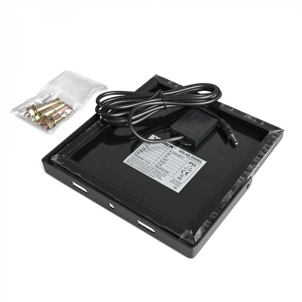 Saulės LED prožektorius su jutikliu ir saulės baterija 16Wh 1400Lm 5000K IP65 LiFePO4 5000 mAh 6W, VIDEX VL-FSO4-205-S – Monokristalinė baterija visiškai nepriklausomybei nuo elektros tinklo