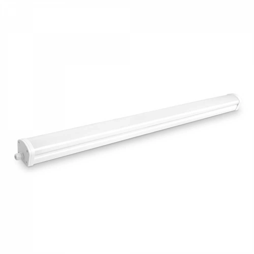Lubinis šviestuvas Drėgmei atsparus linijinis šviestuvas LED 48W 1200mm 6000Lm 4000K IP65, VIDEX VLE-BNW-48124 | HERMES, lauko, baltas – Tri-Proof IK08 atsparumas drėgmei ir dulkėms