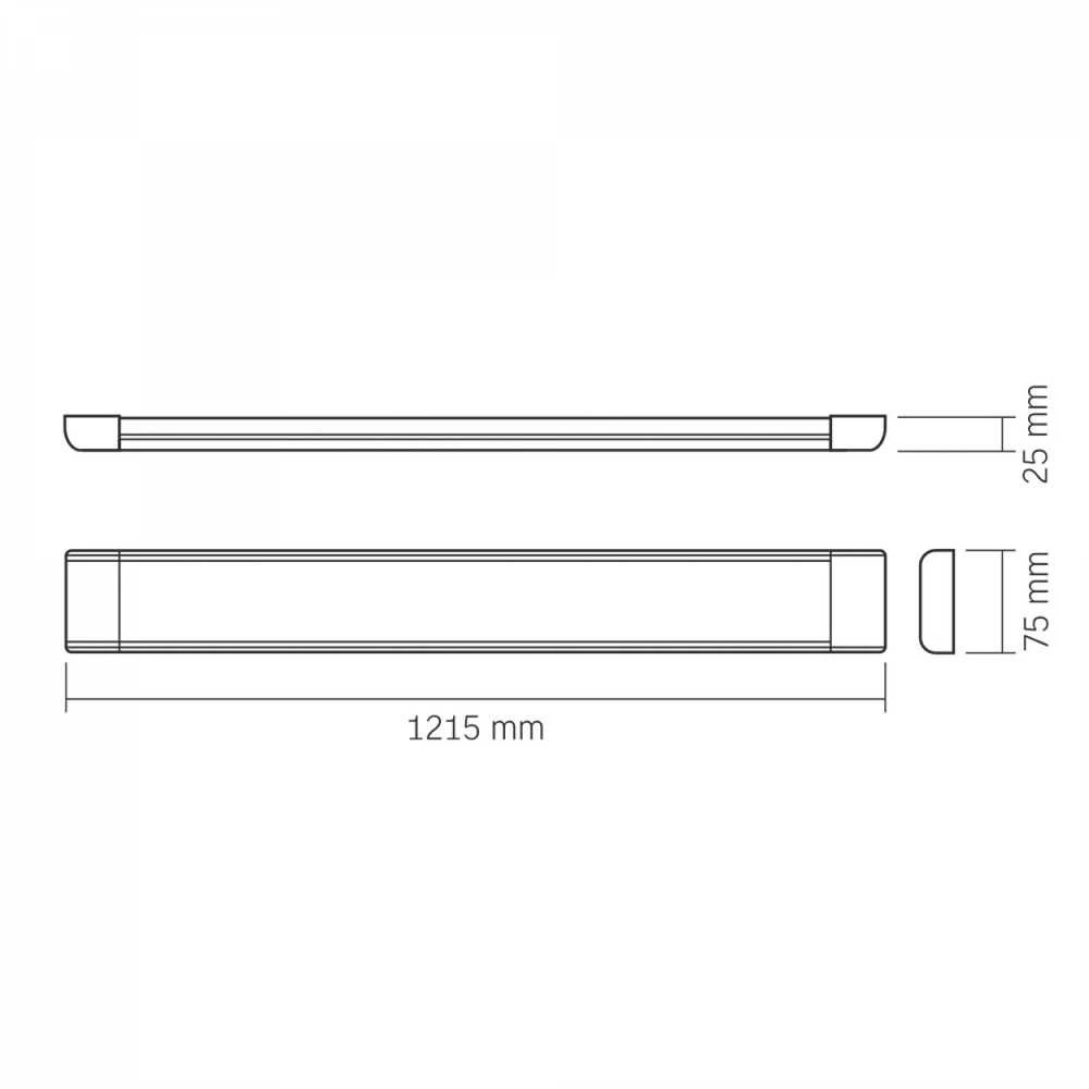 Lubinis šviestuvas Linijinis LED šviestuvas LED 50W 1200mm 6250Lm 4000K IP20, VIDEX VLE-BN-50124 | vidaus, baltas – Zero-Flicker IC tvarkyklė akių komfortui