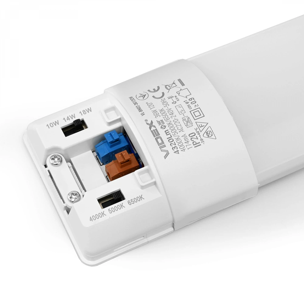Linijinis LED šviestuvas 28-32-36W 1180mm 4320Lm 4000/5000/6500K IP20 VIDEX VL-BN02-3612CW | baltas – keičiama galia ir reguliuojamas CCT atspalvis