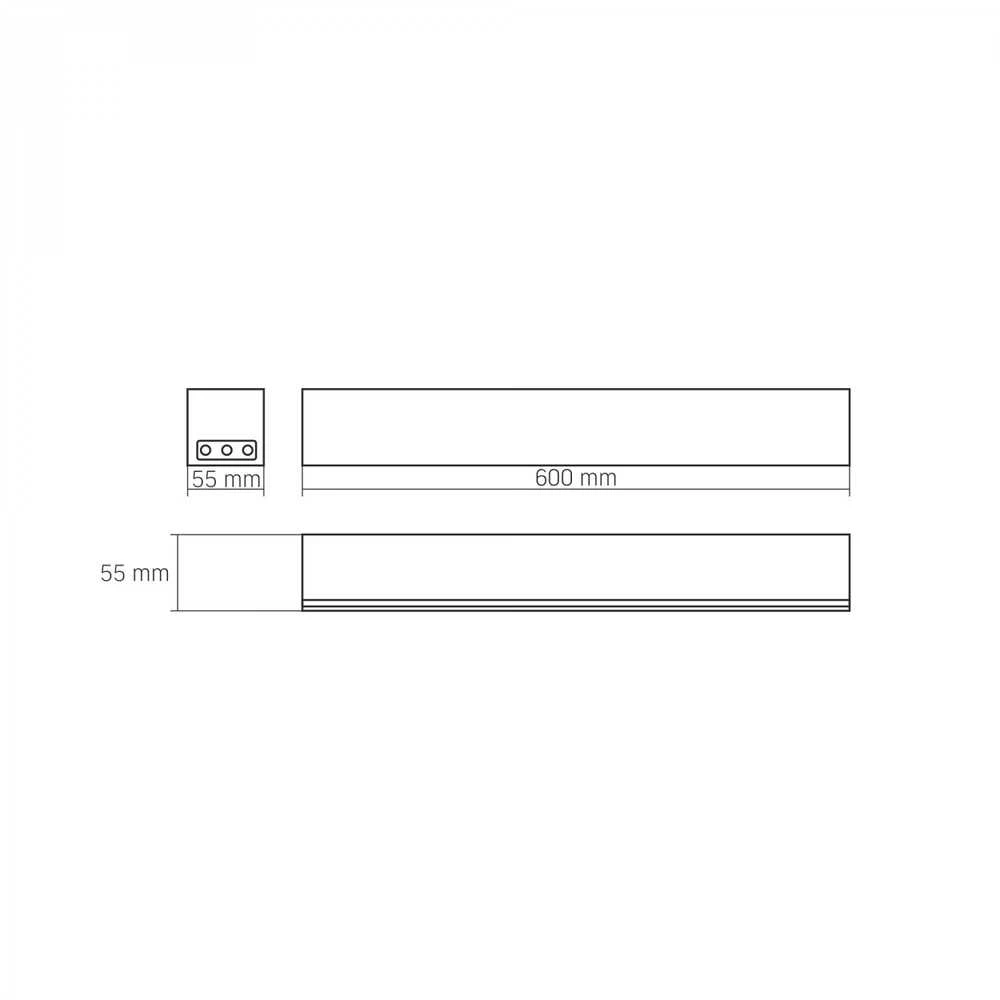 Pakabinamas šviestuvas Linijinis LED šviestuvas 24W 600mm, sujungiamas linija, 2400Lm 5000K, IP20, juodas, VIDEX VL-BNL02-24065B | Neutrali balta šviesa – Modulinis sujungimas nepertraukiamų šviesos linijų kūrimui