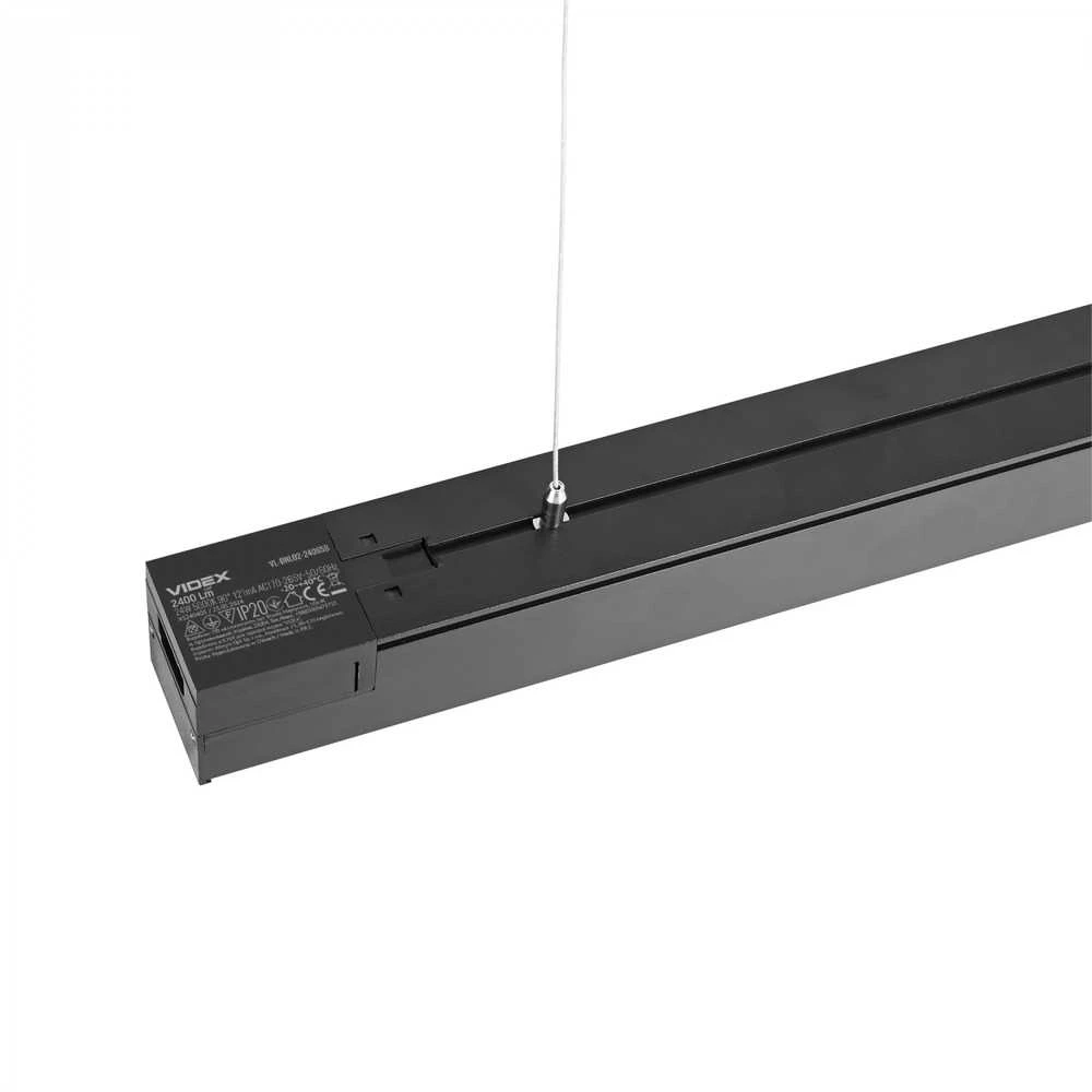 Pakabinamas šviestuvas Linijinis LED šviestuvas 24W 600mm, sujungiamas linija, 2400Lm 5000K, IP20, juodas, VIDEX VL-BNL02-24065B | Neutrali balta šviesa – Modulinis sujungimas nepertraukiamų šviesos linijų kūrimui