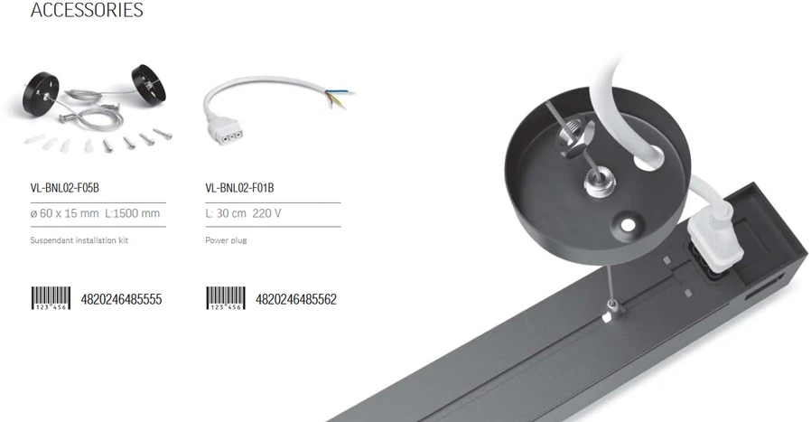 Pakabinamas šviestuvas Linijinis LED šviestuvas 50W 1200mm, sujungiamas linija, 5000Lm 5000K, IP20, juodas, VIDEX VL-BNL02-50125B | Neutrali balta šviesa – Masyvus juodo aliuminio korpusas efektyviam aušinimui