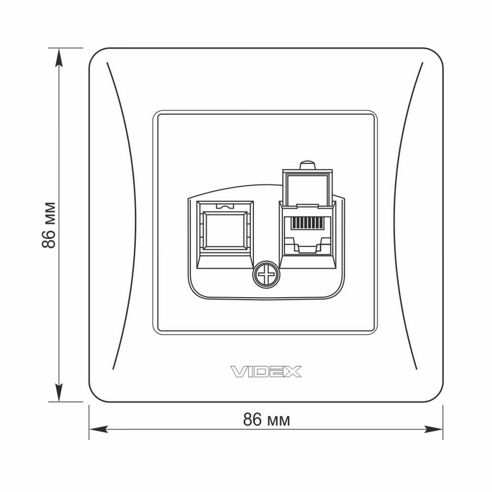 Potinkinis duomenų lizdas 1xCat6 (RJ45 kištukas), Videx Binera, juodas grafitas, IP20 VF-BNSK1PC6-BG – RJ45 Cat6 tinklo lizdas stabilaus vietinio kabelinio interneto sukūrimui