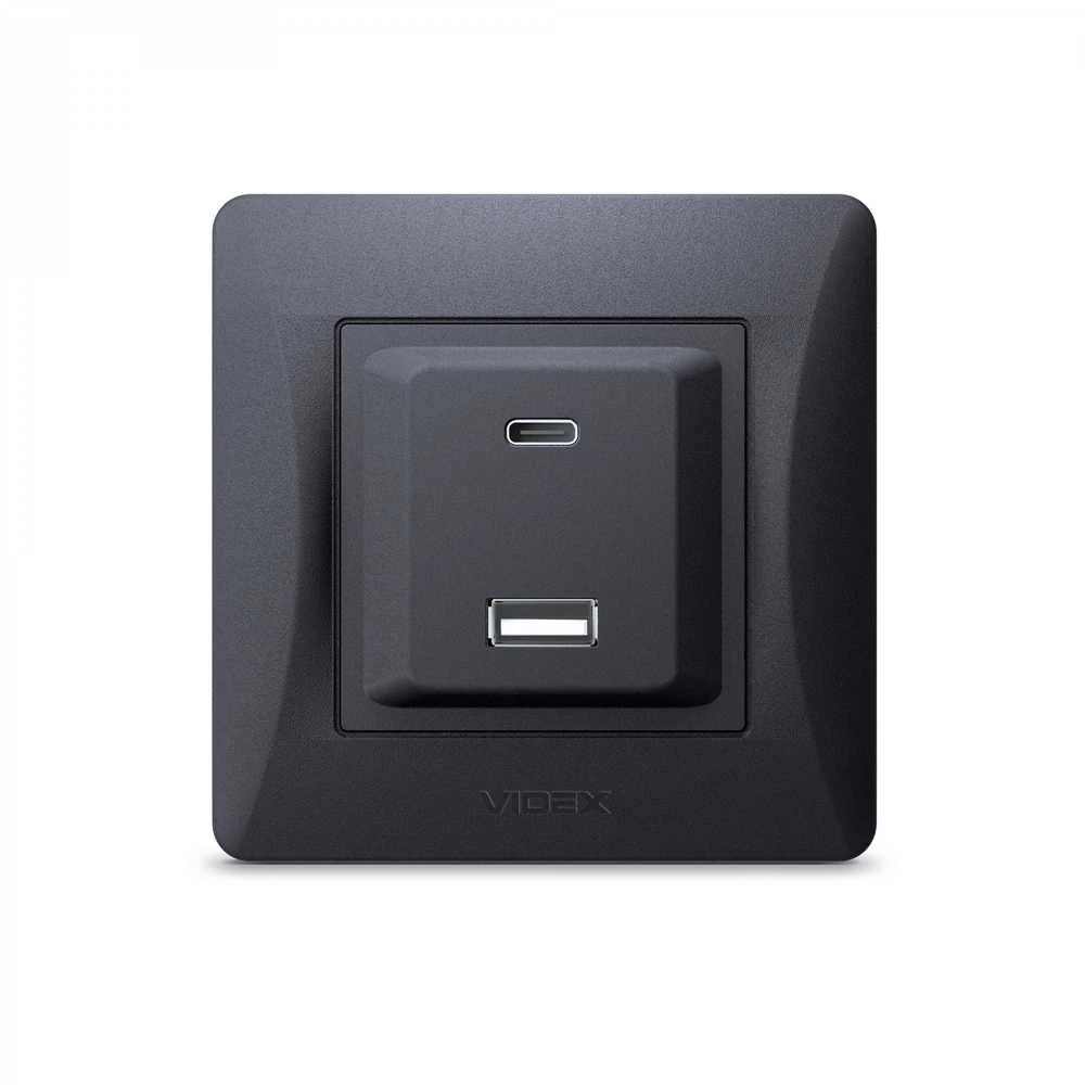 Potinkinis įkrovimo lizdas greitas krovimas 20W (USB-A + USB-C), Videx Binera, juodas grafitas, IP20 VF-BNCHRUC20-BG – 20W greitas įkrovimas telefonų ir planšečių baterijų atkūrimui