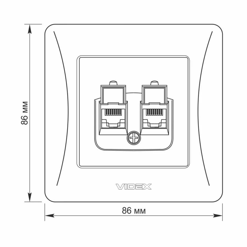 Potinkinis duomenų lizdas Cat6+Cat6 (RJ45 kištukas), Videx Binera, balta, IP20 VF-BNSK2PC6-W – dvigubas RJ45 duomenų prievadas greito kabelinio interneto tiekimui