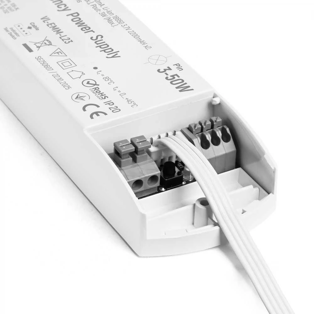 Lubinis šviestuvas Avarinio LED šviestuvo maitinimo šaltinis 3-50W, Li-Ion 2x18650, 3.7V, 2200mAh, VIDEX VL-EMM-L23 – Užtikrina šviestuvo veikimą dingus elektrai