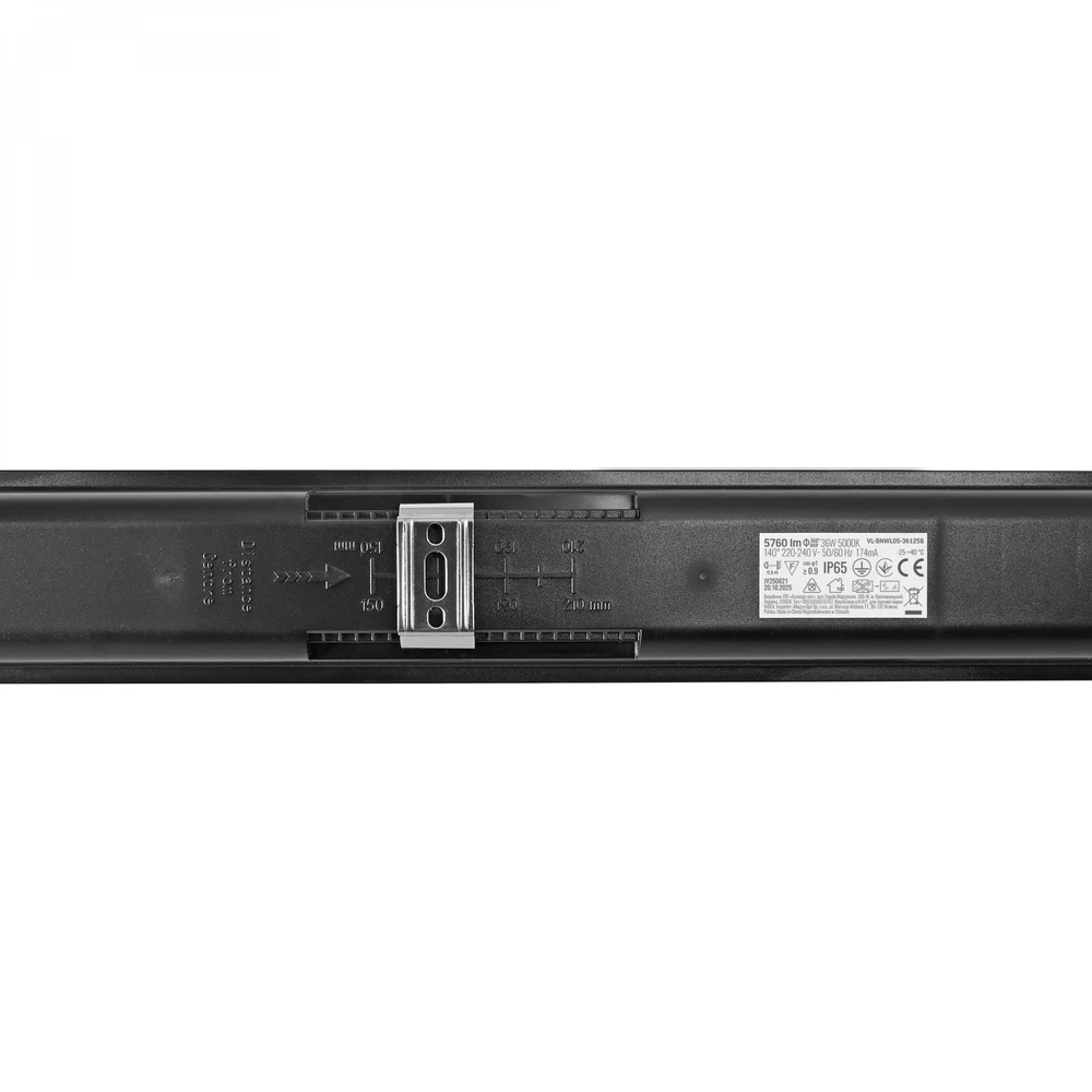 Lubinis šviestuvas Drėgmei atsparus linijinis šviestuvas (-25°C~+40°С) LED 36W 1200mm 5760Lm 5000K IP65 VIDEX VL-BNWL05-36125B | juodas – drėgmei atsparus šviestuvas sandėliams ir gamybinėms patalpoms