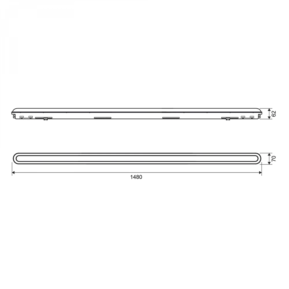 Lubinis šviestuvas Drėgmei atsparus linijinis šviestuvas (-25°C~+40°С) LED 50W 1500mm 8000Lm 5000K IP65 VIDEX VL-BNWL05-50155B | juodas – drėgmei atsparus šviestuvas sandėliams ir gamybinėms patalpoms