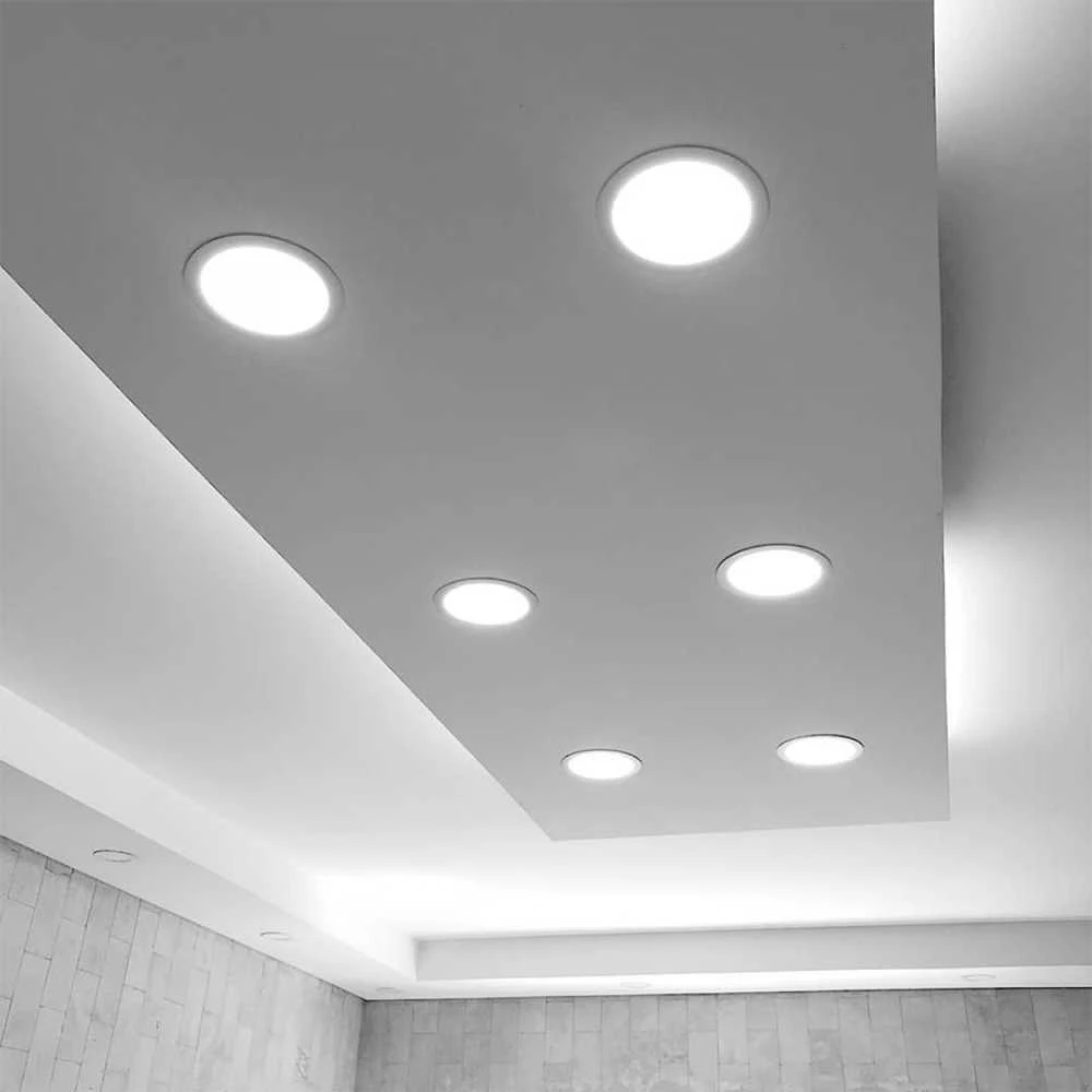 Įmontuojamas LED skydelis 18W 2100Lm 4000K IP20, VIDEX VLE-DLBR-184 | Apvalus, baltas – Žemo profilio dizainas montavimui sekliose lubose