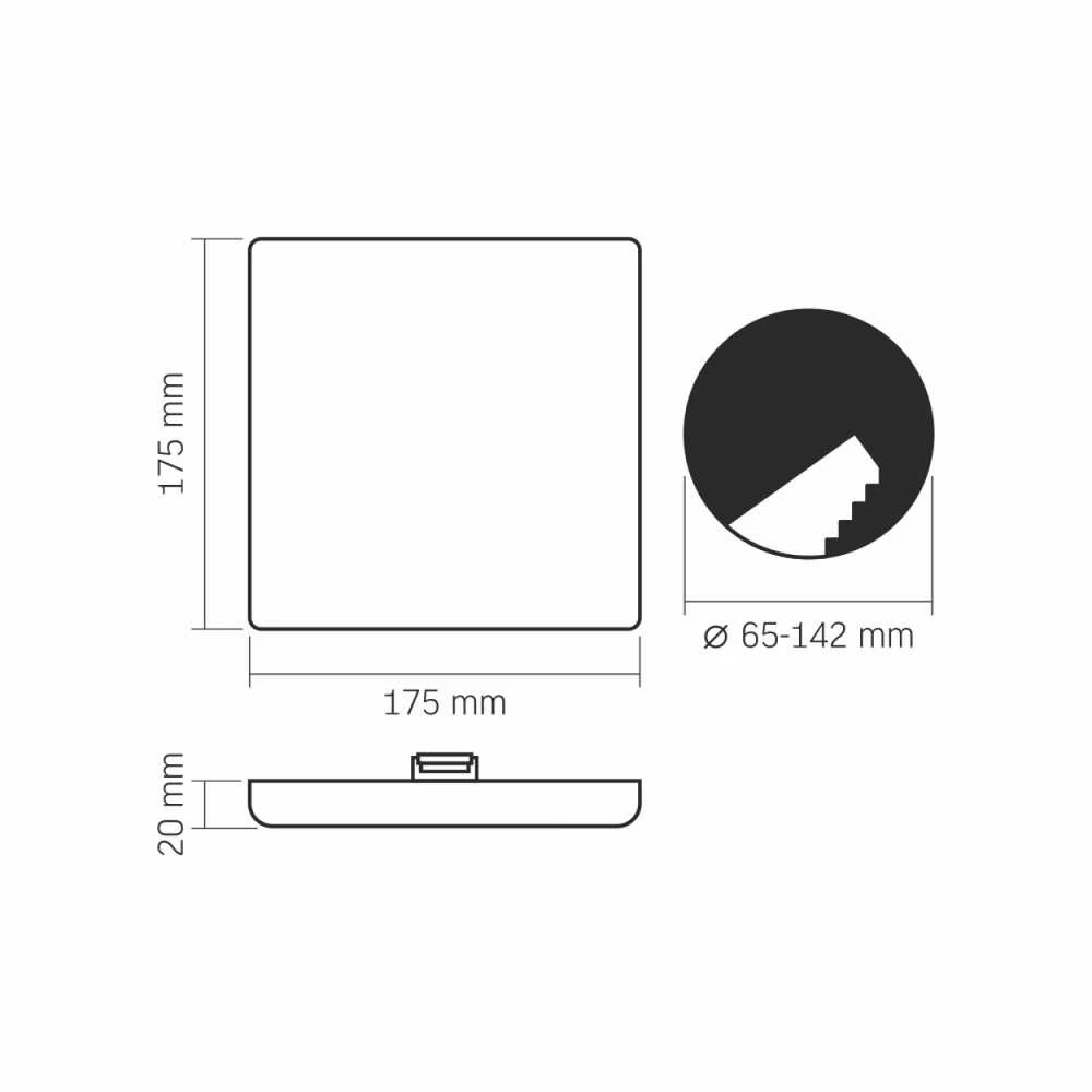Įmontuojamas LED skydelis 24W 3200Lm 4000K IP44, VIDEX VLE-DLFS-244 | Kvadratinis, baltas – Žemo profilio dizainas montavimui sekliose lubose