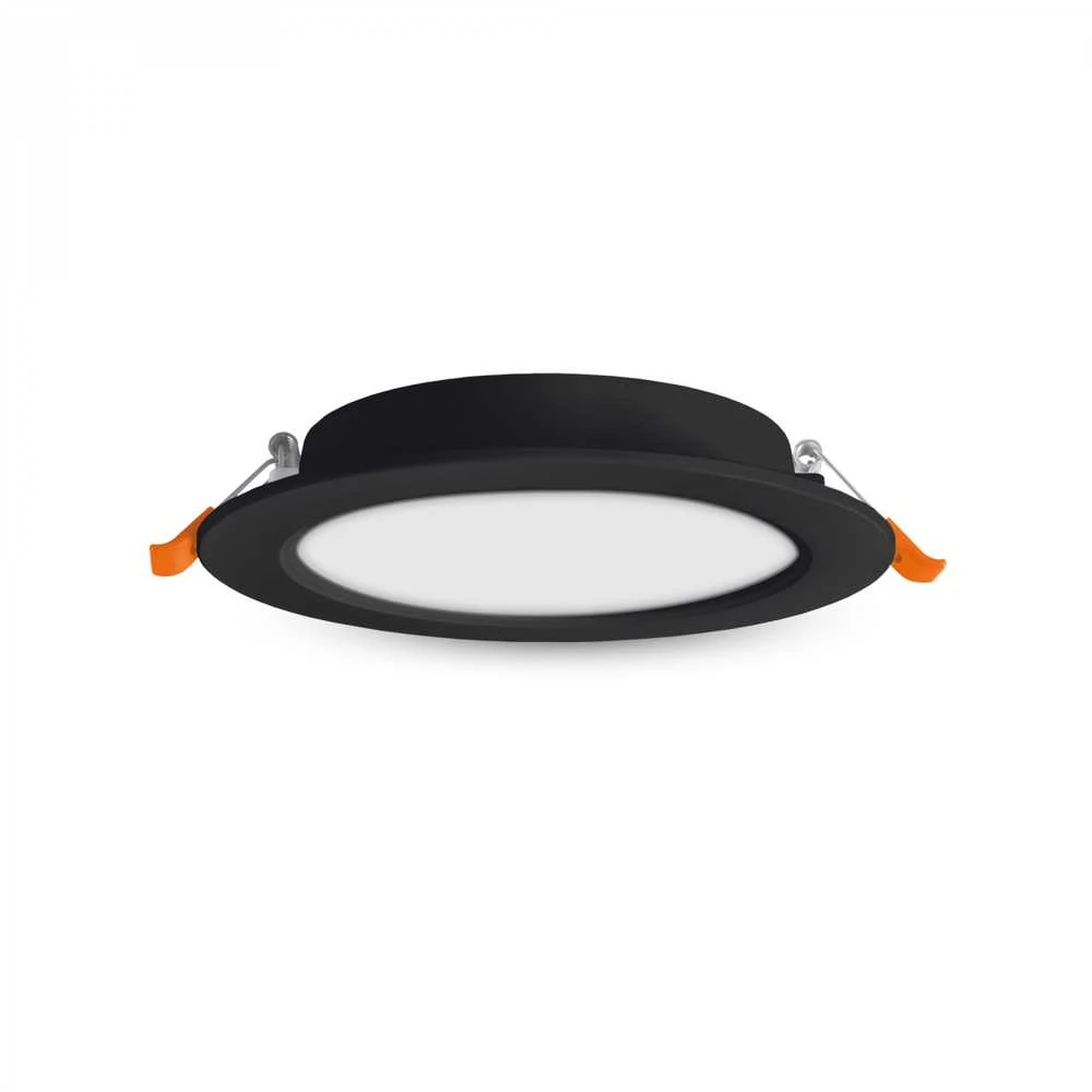 Įmontuojamas LED skydelis 6W 620Lm 4000K IP20, VIDEX VLE-DLBR-064B | Apvalus, juodas – Žemo profilio dizainas montavimui sekliose lubose