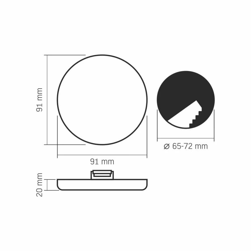 Įmontuojamas LED skydelis 9W 950Lm 4000K IP44, VIDEX VLE-DLFR-094 | Apvalus, baltas – Žemo profilio dizainas montavimui sekliose lubose