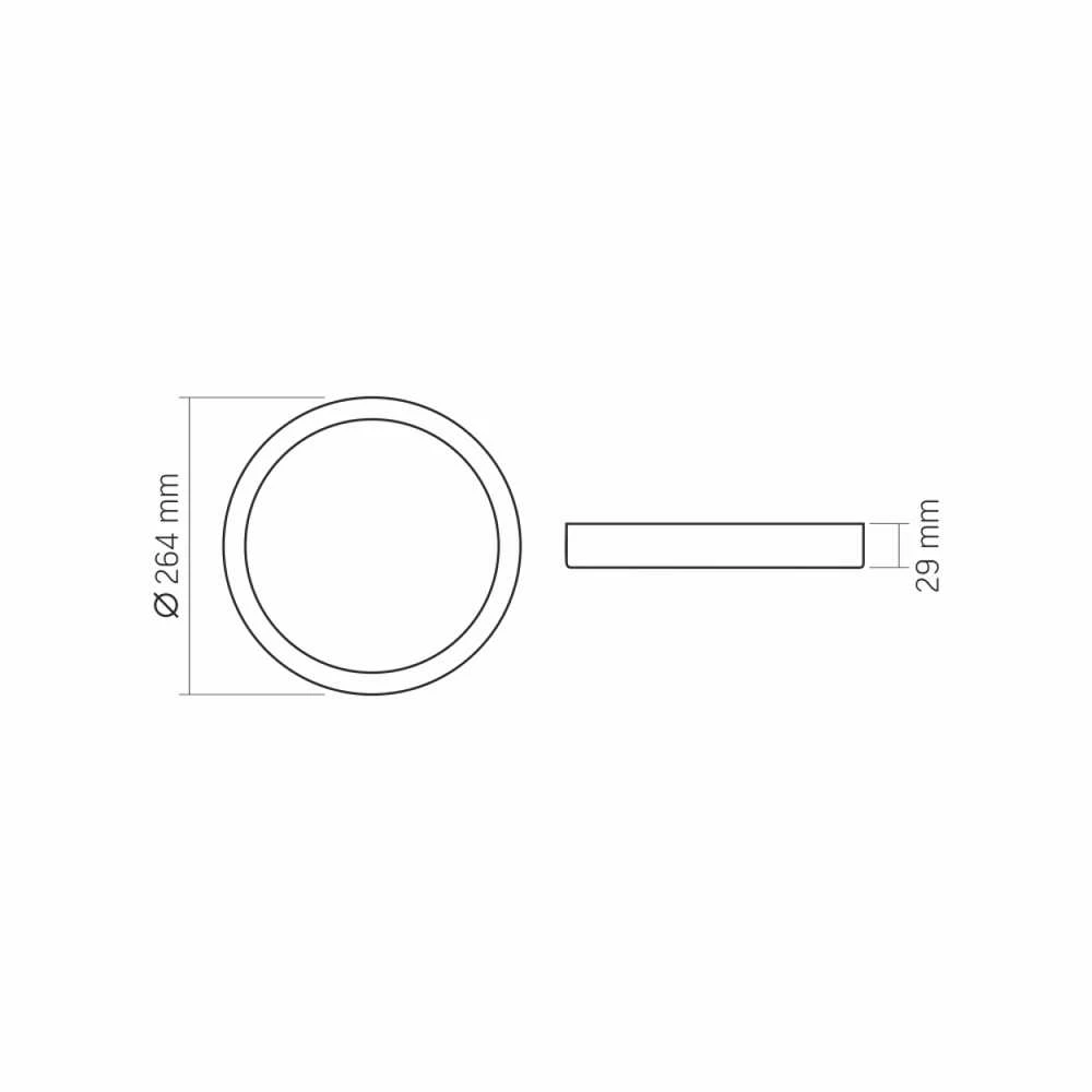 Lubinis šviestuvas Vidaus LED plafonas 24W 2500Lm 4000K IP20, VIDEX VLE-DLRS-244B | juodas – UV atsparus kupolas, kuris ilgainiui negeltonuoja