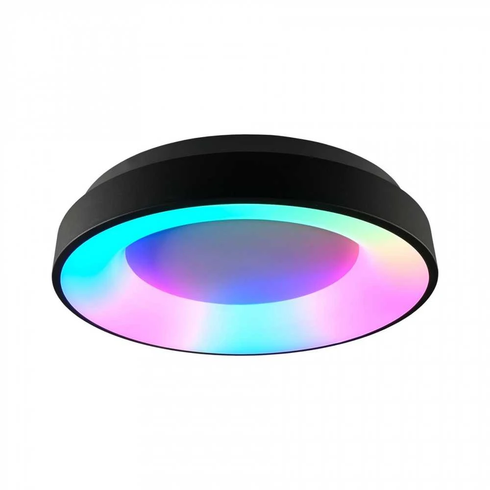 Lubinis šviestuvas Dimeriuojamas LED plafonas su pulteliu 72W 4700Lm 2700K-6000K IP20, VIDEX VLE-ERC-RGB-72B | juodas – Reguliuojamas šviesos intensyvumas ir tonas (CCT)