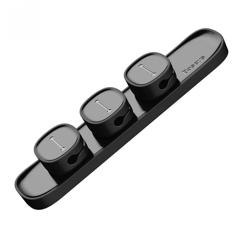 Kabelių laikiklis klijuojamas su magnetiniais 3 kabelių adapteriais juodas BASEUS